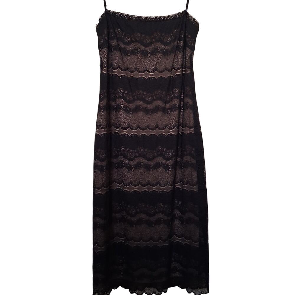 Laundry by Shelli Segal Black Lace Overlay Sleeveless Midi Dress Size 4